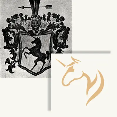 Altes Wappen und neues Logo der Firma HERRMANN • WILDERMUTH & PARTNER mbB